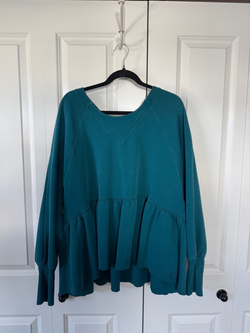 Free People Movement Women's Teal Peplum Sweatshirt Top